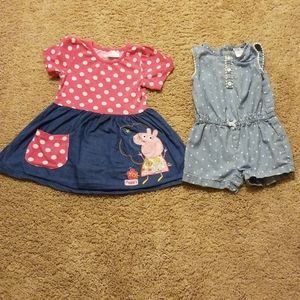 2 pc bundle set dress/romper  18M